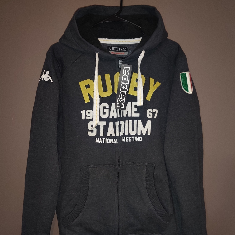Kappa RUGBY 1967 Game Stadium National Meeting Drawstring Full Zip Hoodie M -NWT